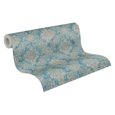 Afbeelding van BAROK BEHANG Klassiek blauw bruin metallic A.S. Création Secret Garden