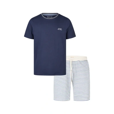 Afbeelding van Phil &amp; Co Heren Korte Pyjama Set Shortama Blauw Maat L