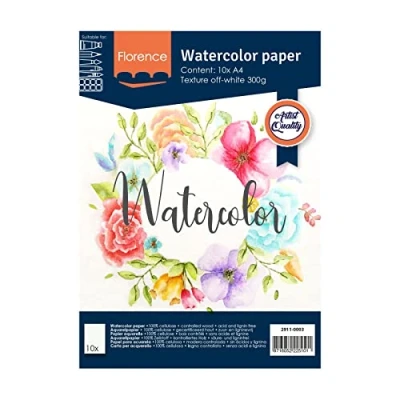 Afbeelding van Aquarelpapier Off White A4 300 grams Lichte Structuur Texture Florence 10 vellen