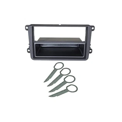 Afbeelding van Audioproject A128 Autoradio, radio, inbouwset, compatibel met VW Golf Polo 5 6 V Touran Passat 3C Caddy Skoda Seat vak radiofrontgrendelingsbeugel 2 DIN 1