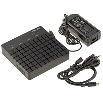 Afbeelding van KALEA INFORMATIQUE USB4 Thunderbolt 40G aluminium behuizing voor 4 M2 NGFF NVMe SSD&#039;s met offline kloneringsfunctie. geforceerde ventilatie en externe voeding