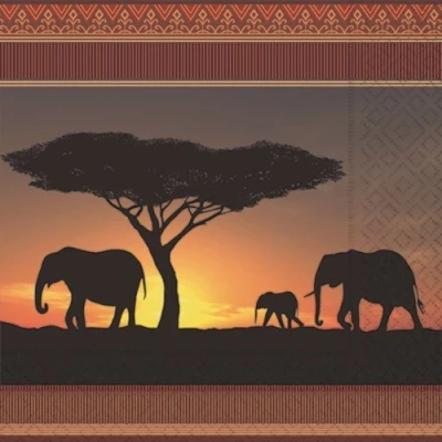 Afbeelding van 20 servetten Serengeti/Dieren/Afrika/Olifanten 33x33cm