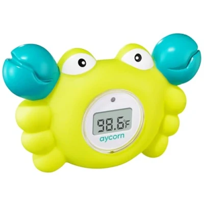 Afbeelding van Aycorn Temperatuurmeter Digitale Bad En Kamer Thermometer Voor Baby&#039;s. Waterbestendig Snelle Nauwkeurige Waterwaarden Met Veiligheid Led Waarschuwingsalarm. Schattig Drijvend Badspeeltje