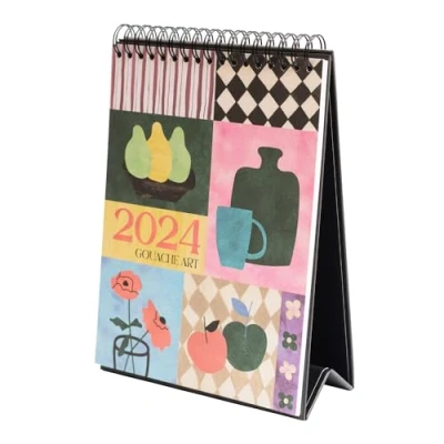 Afbeelding van Kokonote Kalender 2024 Still Life Gouache Art Bureaukalender 12 maanden met fsc certificaat