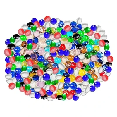 Afbeelding van ARSUK Decoratieve glazen steentjes, afgeronde platte keitjes, vaasvulling, vuurbestendig, voor aquarium, mozaïek, tegels, vazen, handwerk, tuin, bloempotten (180 stuks, gemengd)