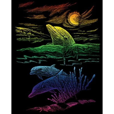 Afbeelding van Rainbow Folie Gravure Art Kit 20,3 x 25,4 cm dolphin Reef