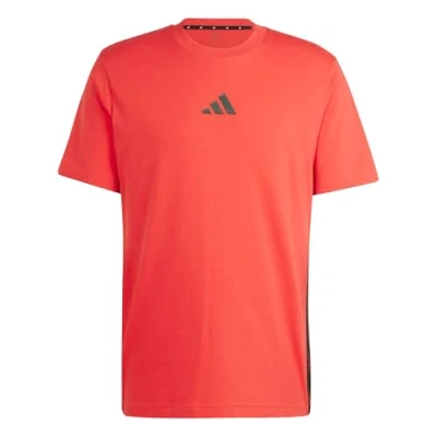 Afbeelding van adidas Heren ESSENTIAL THREE STRIPES SINGLE JERSEY TEE, pure ruby/black, XXL