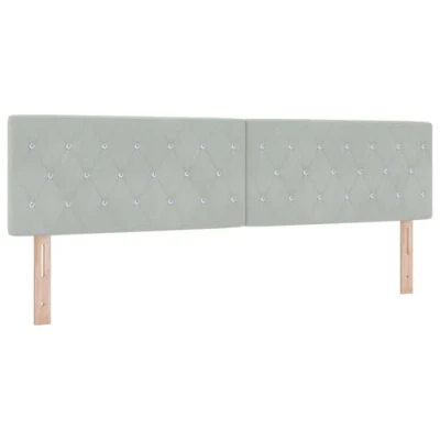 Afbeelding van vidaXL Hoofdbord Crystal Button Tufted Lichtgrijs 180 cm Fluweel