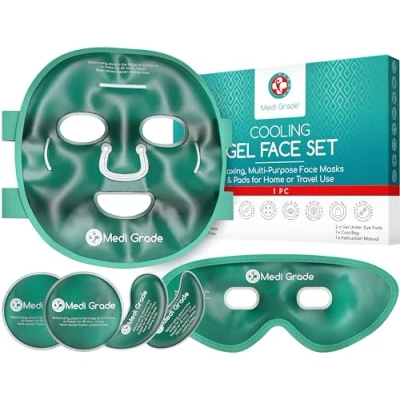 Afbeelding van CVerkoelende Gel Gezicht Masker en Koud Oogmasker Veilige Technologie Medi Grade Complete Set Gezicht, Ogen, Onder Ogen Ice Pack, Koeltas Inbegrepen, Kalmerende Kou Tegen Wallen Kringen