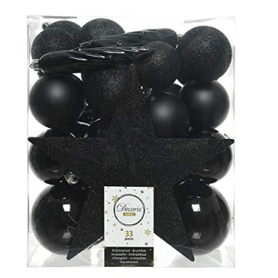 Afbeelding van Kerstboomversiering Mix 33 st. Zwart Decoris