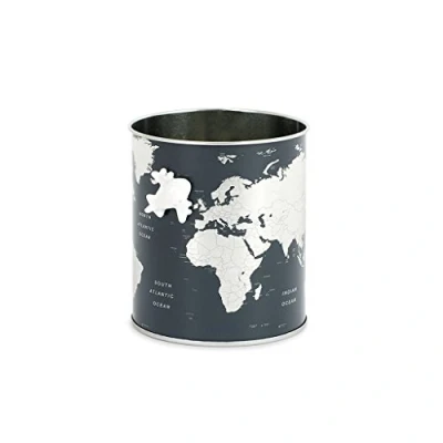 Afbeelding van Balvi Pennenbakje Globe 10 X 8,5 Cm Blik Zwart/zilver 2 delig