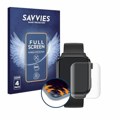 Afbeelding van Savvies (4 Stuks) Full Screen Scherm Beschermfolie voor ICE Watch smart 2.0 1.96&quot; Cover Protector 3D Curved [Edge to Edge, Ultra Clear]