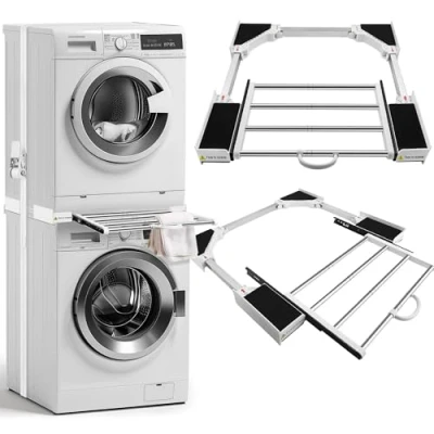 Afbeelding van Tussenbouwframe, droger, wasmachine, verbindingsframe, universeel, wasmachine en verbinding voor alle merken met verstelbare maat (43 68 cm), stapelrek