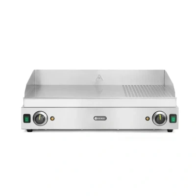 Afbeelding van Bakplaat Hendi, elektrisch, 2/3 glad, 1/3 geribbeld, vetopvang, tafelmodel, 72(b)x25(h)x53(d), 230V/ 3.5kW