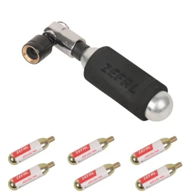 Afbeelding van Zefal Set EZ Big Shot en 6 x CO2 cartridges 16 g luchtpomp &amp; schroefdraad universeel pomp fiets MTB straat Presta, Schrader Dunlop compact, licht snel
