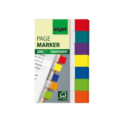Afbeelding van Sigel indexeringsstrookjes 12x50mm transparant met 7 kleuren rand papier index tabs SI HN677