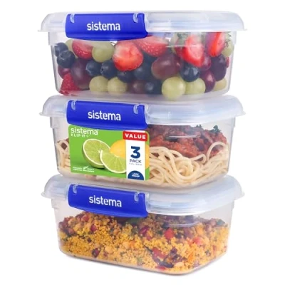Afbeelding van Sistema Klip It + set van 3 rechthoekige voorraaddozen 1L