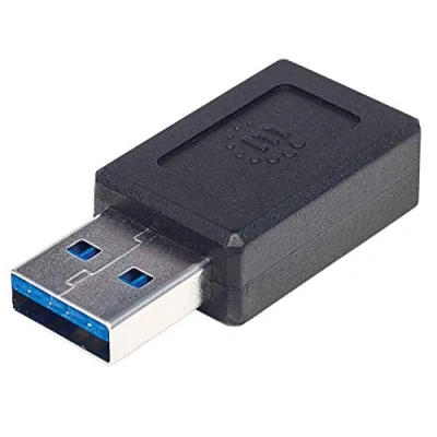 Afbeelding van Manhattan 354714 USB A C zwarte kabelinterface/gender adapter (USB A, C, mannelijk/vrouwelijk, zwart)