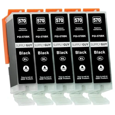 Afbeelding van Supply Guy 5 XL Inktpatronen met chip compatibel Canon PGI 570 PGBK Zwart voor Pixma MG5700 MG5750 MG5751 MG6800 MG6850 MG7750 TS5000 TS5050 TS5055 TS6050 TS8050 TS9050 TS9055 en andere