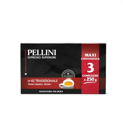 Afbeelding van Pellini Caffè, Tradizionale Ground Coffee for Moka Machine No. 42 3 x 250 gr (750 gr)