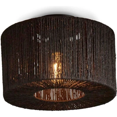 Afbeelding van Good&amp;Mojo Plafonniere Iguazu Jute Rond Recht Small Zwart 30x30x16cm