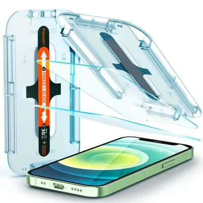 Afbeelding van 2 Pack Screenprotectors Apple iPhone 12 Mini: Spigen GLAStR Fit Duo + Applicator