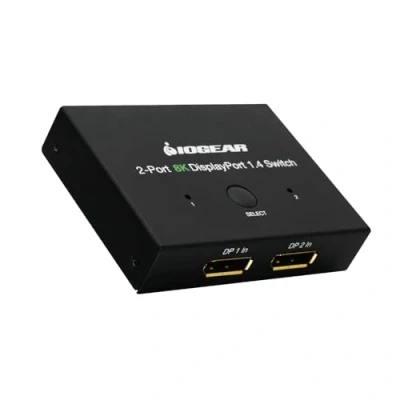 Afbeelding van IOGEAR Displayport Schakelaar, 8K 1.4 Splitter, 2 Ingangen 1 Uitgangen 8K@60Hz 4K@120Hz Converter, Compatibel met PC, Projectoren, Monitoren