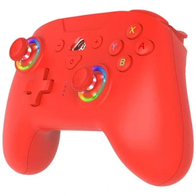 Afbeelding van Subsonic draadloze controller voor Switch en Oled Bluetooth met LED, trillingen 6 assige gyro rood