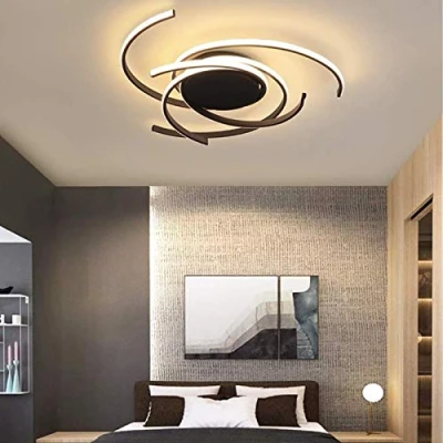 Afbeelding van Moderne led plafondlamp dimbaar eettafel creatieve spiraalvormige bloem design acryl metalen kroonluchter voor woonkamer
