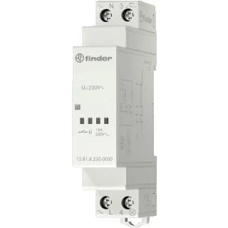 Afbeelding van Finder impulsrelais elektronisch 17 5 mm breed 1 maakcontact 16 a 250vac aansluitspanning 230vac geluidsarm 13 81 8 230 0000