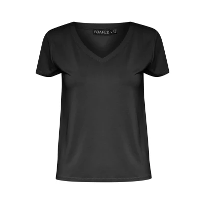 Afbeelding van Soaked in Luxury Columbine Vneck SS Tshirt basic, Dames, Maat: XS, Black