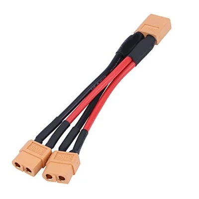 Afbeelding van 2Types XT60 Parallel Battery Pack Connector Adapter 14AWG Cable Wire for RC Lipo(1 Female to 2 Male)