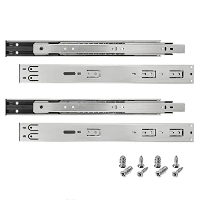 Afbeelding van HELPMATE Schuifladenrails softclose volledig uittrekbaar 400 mm 2 paar set van 4 kogelvolledige rails ladegeleider railsysteem ladegeleiders verzinkt staal zilver incl. bevestigingsmateriaal