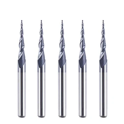 Afbeelding van SpeTool 5 Stuks Schachtfrees Set R0,25, 3,175mm (1/8&quot;) schacht 2 fluiten Kogelfrees met Conische Punt frees CNC volhardmetalen TiAlN coating voor 2D 3D gravure