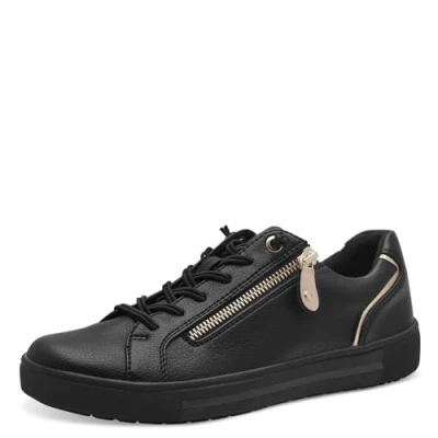 Afbeelding van Jana Sportieve, comfortabele veganistische sneakers voor dames, zwart/goud, 39 EU, zwart/goud., EU