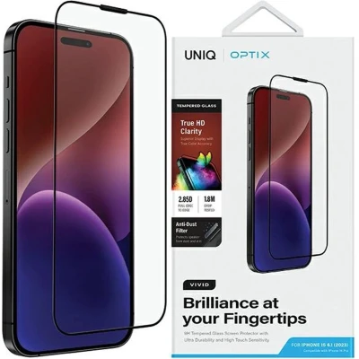 Afbeelding van UNIQ Optix Vivid glas voor iPhone 15 / 14 Pro met applicator