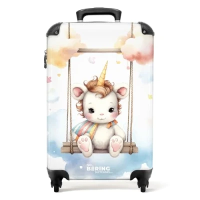 Afbeelding van NoBoringSuitcases.com® Baby koffer eenhoorn Reiskoffer trolley unicorn 55x35x25