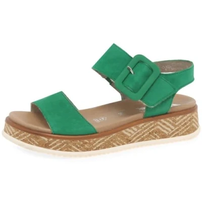 Afbeelding van Rieker Evolution Sandalen met plateauzool, Dames, Maat: 36, Grün Nubukleer