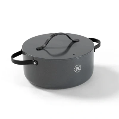Afbeelding van BE Living Braadpan met Deksel Ø 24 cm PFAS vrije Kookpan inductie Geschikt voor alle warmtebronnen Grijs