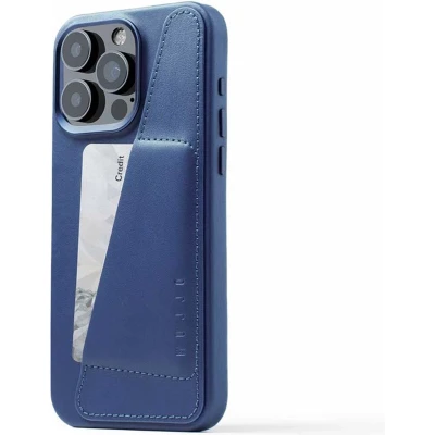 Afbeelding van MUJJO Leather Wallet Case iPhone 15 Pro Max blauw CL 042 BL