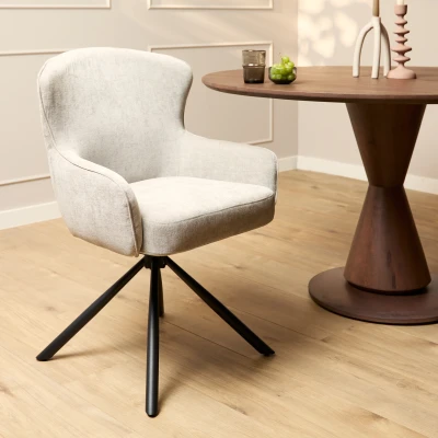 Afbeelding van Eetkamerstoel Hanna Beige Met armleuning