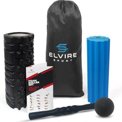 Afbeelding van ELVIRE Foam Roller Deep Tissue Massager Set Inclusief: schuimrollers, zachte massageroller, spierroller stick, massagebal verlicht pijn: rug, benen en nek Rugroller voor oefening