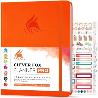 Afbeelding van Clever Fox Planner PRO Wekelijkse &amp; maandelijkse Life om de productiviteit, het tijdmanagement en behalen van uw doelen te verhogen Organizer, Ongedateerd, A4 Formaat Oranje