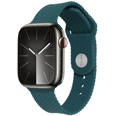 Afbeelding van Apple Watch bandje Siliconen en TPU (zacht) Donkergroen Geschikt voor Series 1/2/3/4/5/6/7/8/9/10/SE/Ultra/Ultra 2 (44/45/46/49 mm)