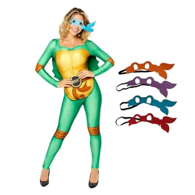 Afbeelding van AMSCAN Ninja Turtle Vermomming met 4 damesmaskers XXL