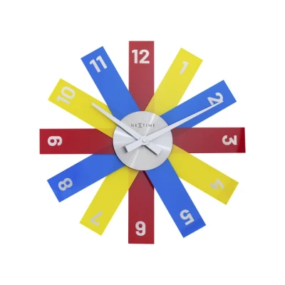 Afbeelding van Nextime Ne 3285Di Design Wandklok 40Cm Stille Klok Multicolor Acryl &quot;Plexi&quot;