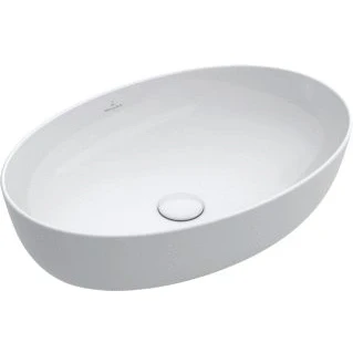 Afbeelding van Villeroy &amp; Boch Artis opzetwastafel ovaal wit (61 x 41 cm) zonder