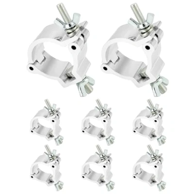 Afbeelding van QWORK® 8 Pack Traverse Clamps 48 51mm 100kg Capaciteit Aluminiumlegering Klemmen voor Stage Lights Spotlights Moving Head Lighting