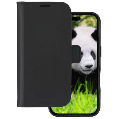 Afbeelding van Apple iPhone 16 MagSafe Hoesje Echt leder dbramante1928 Bookcase/2 in 1 Case Zwart Telefoonhoesje