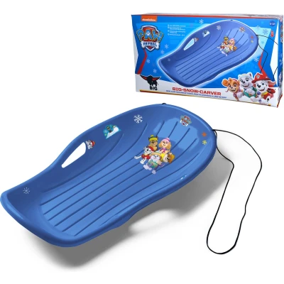 Afbeelding van BIG Paw Patrol Kinderslee (blauw) Sneeuwfrees Bob voor kinderen van 5 12 jaar (tot 60 kg), rodelen met trekkoord, winterspeelgoed